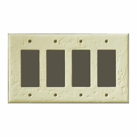 CAN-AM SUPPLY InvisiPlate Switch Wallplate, 5 in L, 8.63 in W, 4 -Gang, Painted Hand Trowel/Skip Trowel Texture HT-R-4